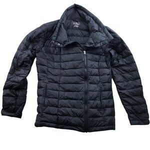 L.L. Bean Women's Puffer Down Jacket XS Black Insulated Downtek Winter Full Zip